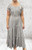 Made In Italy Stone Beige Polka Dot Bardot Shirred Waist Maxi Magic Dress - One Size Fits UK 10-20