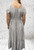 Made In Italy Stone Beige Polka Dot Bardot Shirred Waist Maxi Magic Dress - One Size Fits UK 10-20