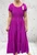 Made In Italy Magenta Bardot Shirred Waist Maxi Magic Dress - One Size Fits UK 10-20
