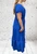 Made In Italy Cobalt Blue Bardot Shirred Waist Maxi Magic Dress - One Size Fits UK 10-20
