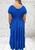 Made In Italy Cobalt Blue Bardot Shirred Waist Maxi Magic Dress - One Size Fits UK 10-20