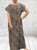 Made In Italy Pleated Camel, Beige & Black Cheetah Animal Print Maxi Dress One Size Fits 10-16