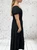 Made In Italy Black Bardot Shirred Waist Maxi Magic Dress - One Size Fits UK 10-20