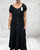Made In Italy Black Bardot Shirred Waist Maxi Magic Dress - One Size Fits UK 10-20