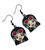 Black alloy metal enamelled Nico Robin inspired charms on black alloy ear wires 