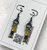 Standing Coraline Inspired Small Black Alloy & Enamel Drop Dangly Earrings