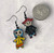 Button Eyed Coraline & Wybie Inspired Black Alloy & Enamel Odd Drop Dangly Earrings 