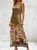 Made In Italy One Size Silk Blend Florence Print Sleeveless Maxi Dress  One Size Fits 10-16 RUST BLACK NAVY & GREEN