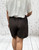 Made In Italy Chocolate Brown Stud Pocket Shorts One Size Fits UK 8-14