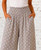 Made In Italy Beige White Polka Dot Wide Leg Shirred Waist Palazzo Pants One Size Fits 10-18