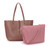 Long & Son PU Faux Leather 2in1 Reversible Shopper Bag With Inner Removeable Pouch With Strap