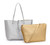 Long & Son PU Faux Leather 2in1 Reversible Shopper Bag With Inner Removeable Pouch With Strap