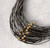 PU Faux Leather Multi Strand Gold Beaded Necklace - White, Brown & Black