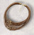 PU Faux Leather Multi Strand Gold Beaded Necklace - White, Brown & Black