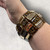 Light brown & gold  leopard print acrylic  stretch bracelet