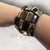 Dark brown & gold leopard print acrylic stretch bracelet