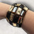 Dark brown & gold leopard print acrylic stretch bracelet