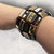 Dark brown & gold leopard print acrylic stretch bracelet