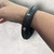 Black Wooden Bangle With Silver Studded Design