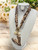 Statement Stunning Gold Heart Leopard Print Camel & Black Scarf Necklace
