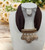 Gold hammered droplet brown crepe scarf necklace