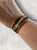 Black Enamel & Gold Alloy Cutout Hammered Adustable Cuff Bangle