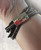 Black Metallic Leather Multi Strand Wrap Round Bracelet With Zip & Crystal Embellishment  (Wrap 1)