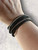 Black Metallic Leather Multi Strand Wrap Round Bracelet With Zip & Crystal Embellishment  (Wrap 1)