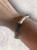 Bamboo Design Grey, Cream & Gold Enamelled Hinged Bangle