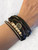 Tree Of Life & Pearl Black Leather Multi Strand Wrap Round Bracelet With Zip & Crystal Embellishment (Wrap 3)