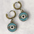 Evil Eye Pale Blue Enamel & Crystal Thick Gold Huggie Earrings