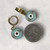 Evil Eye Pale Blue Enamel & Crystal Thick Gold Huggie Earrings