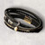 Black & Charcoal Crystal Multi Strand Wraparound Bracelet With Pearl Bead Charm (Wrap 9)