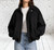 Italian One Size Balloon Hem Blouson Style Faux Suede Collared Bomber Jacket Fits UK 10-16