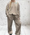 Made In Italy Leopard Print Trim 2pc Wide Leg Lounge Set One Size Fits