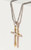Unisex Stainless Steel  Two Tone Gold & Silver Layered Cross Pendant Necklace On 60cm Box Chain