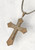 Unisex Stainless Steel Etched Statement Large Crystal Layered Silver Cross 60cm Necklace 