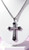 Unisex Stainless Steel Etched Statement Large Crystal Layered Silver Cross 60cm Necklace 