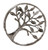 Tree Of Life Grey Clear Crystal Circle Statement Brooch - 2inches Diameter