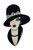 Art Deco Ladies With Floppy Wide Brim Hat Large Cute Statement 3D Laser Cut Acrylic Brooch  6cm x 5.5cm