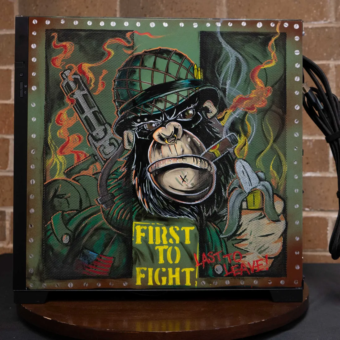 Hand-painted military gorilla custom build artwork