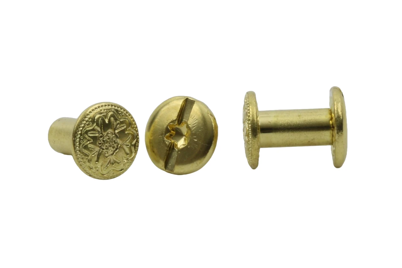 10 Set Viti E Post Chicago 3/8'' (9,5mm) Testa Solida Nichel - Decorative, Fatte In USA