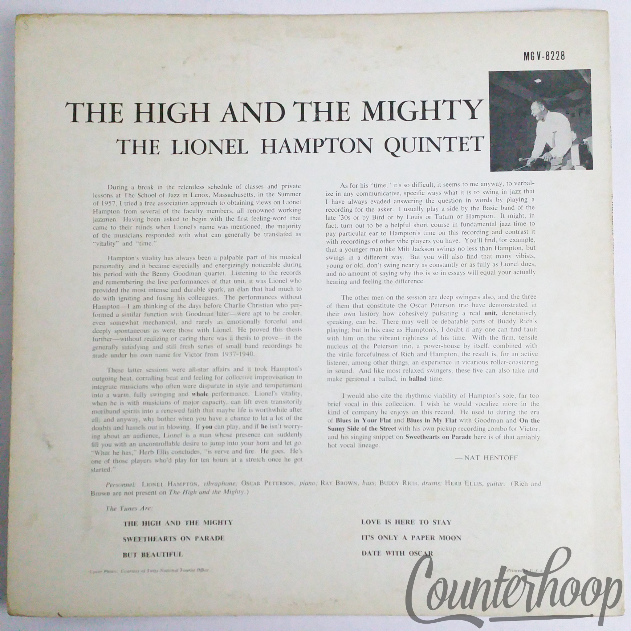 Lionel Hampton Quintet – The High And The Mighty 1958 Mono Verve Records  MGV8228