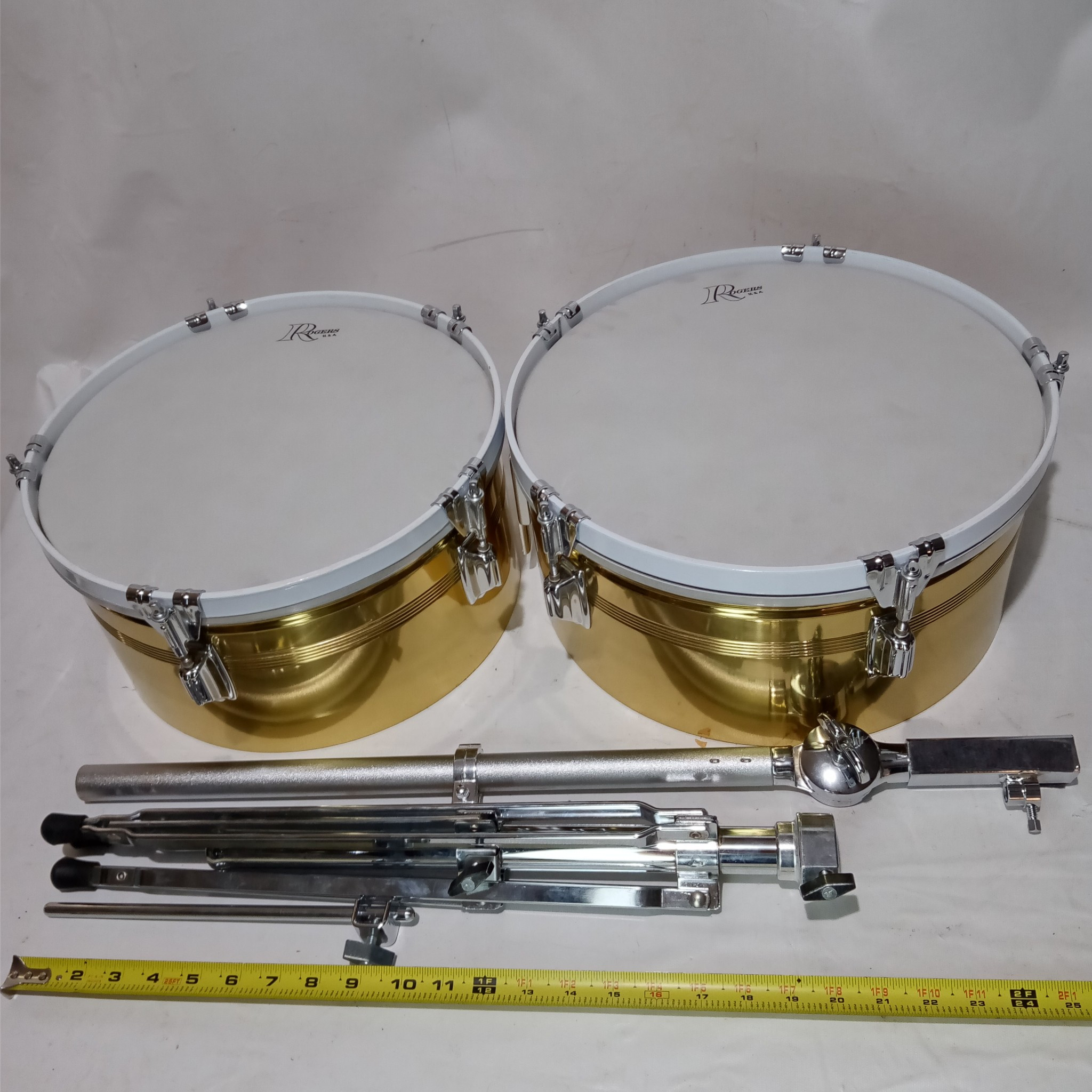 Rogers Natural BRASS Timbales NOS-OG-Box 6.5