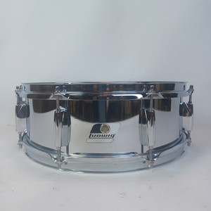 Ludwig Steel Rocker 8Lug Snare Drum 80s 5x14"Vintage Chrome Black/White #814113