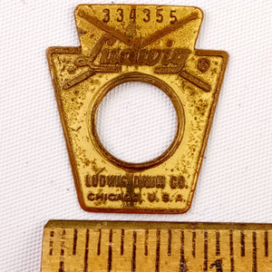 Ludwig #334355 Keystone Badge 1966 Brass Vintage Snare/Tom/Bass Drum Chicago USA