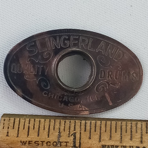 Slingerland 1950-53 Brass/Tan Oval Badge Chicago 50s Snare/Bass Drum +OG Grommet