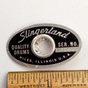Slingerland Niles Black/Silver'71 #75895 Badge Snare/Bass/Tom Drum +Alum Grommet