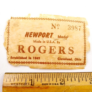Rogers Newport Model Interior Paper Label Tag#3987 Cleveland Marching Snare Drum