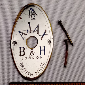 Ajax 50s B&H London British Made Badge Boosey&Hawkes Bass/Snare/Tom Drum Vintage